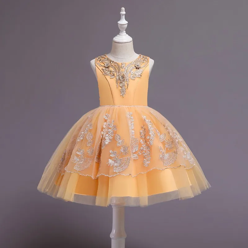 European and American High-grade Princess Dress Birthday Party EmbroideryBaby Baptist Dress Summer Formal Wedding Dress