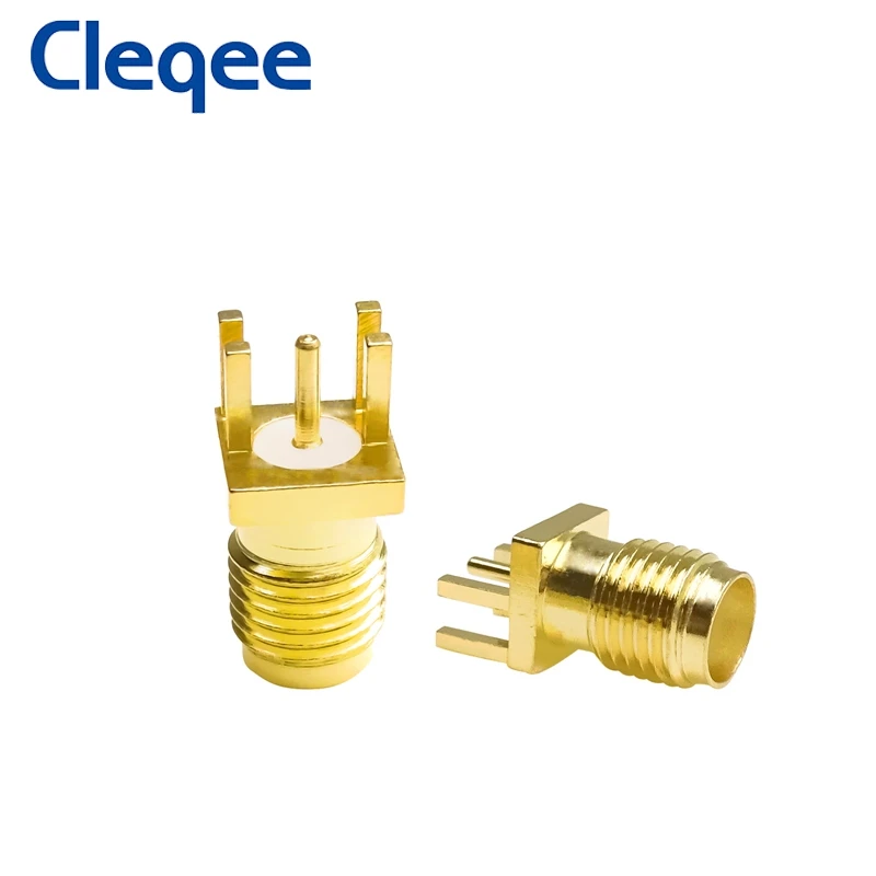 Cleqee 10PCS SMA หญิง Jack Adapter Solder ขอบ PCB ตรง Mount RF ทองแดงเสียบปลั๊กทอง