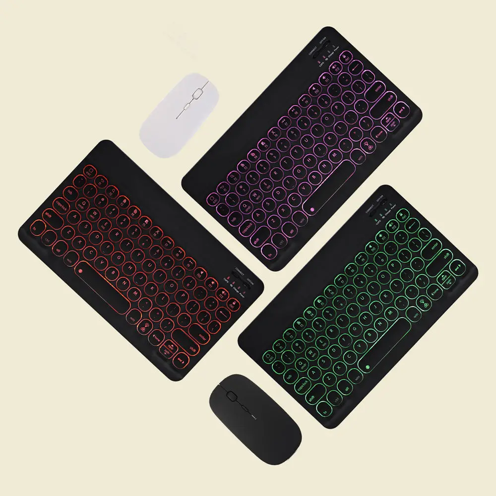 Slim Portable LED Backlight Wireless Bluetooth Russian Hebrew Keyboard Mouse For Samsung Galaxy Tab A7 10.4 2020 T500 T505 T507