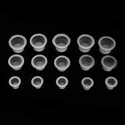 100 Pcs Plastic Disposable Tattoo Permanent Makeup Pigment Ink Caps Cups Clear Holder Container Eyelash Extension Glue  Tools