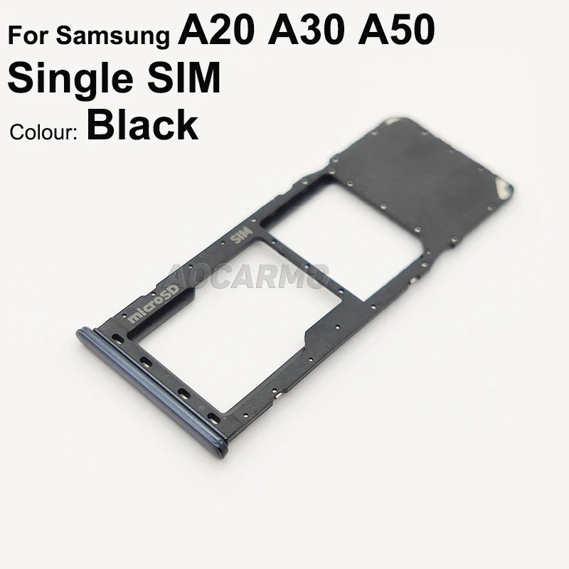 Aocarmo Sim Kartu untuk Samsung Galaxy A20 A30 A50 Single SIM Dual SIM Plastik Logam Nano SIM Slot MicroSD pemegang