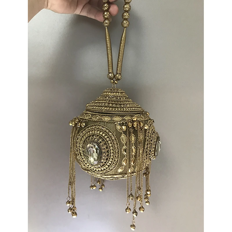 DOYUTIG pochette in rilievo fatte a mano da donna indiana borse in nappa a campana piccola in cristallo Vintage per borse da sposa da donna borse da