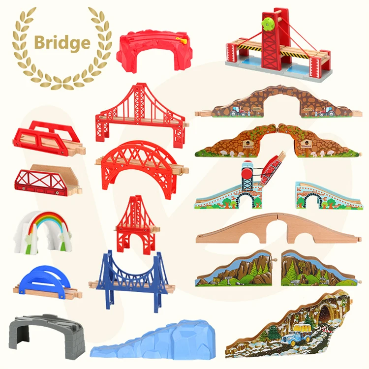 Kinder-Eisenbahn-Spielzeug Holzeisenbahn-Schienen Alle Arten von Brücken- und Schienenzubehör Passend für Marken-Holzschienen Spielzeug für Kinder Geschenk – Detail 1