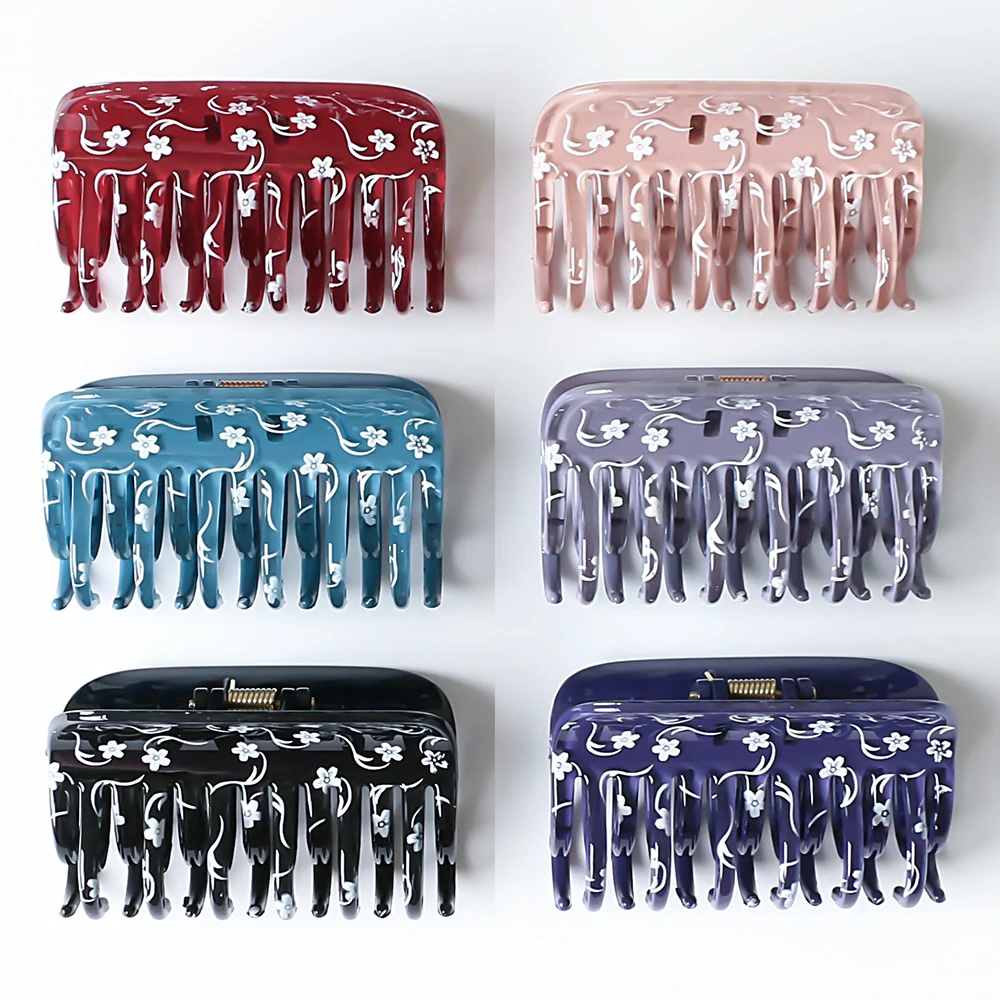 Print Big Hair Claw Clips Woman barrettes for hair Plastic hairpins for girls hair accessories