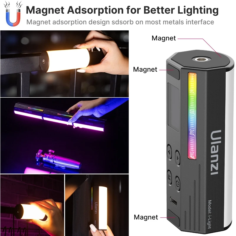 Ulanzi Mini RGB Stick LED Video Licht Volle Farbe Magnetische Handheld RGB Stick Rohr Licht Lampe Dimmbare Fotografie Studio Licht