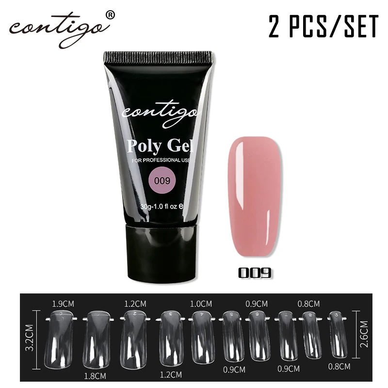 CONTIGO 2pcs Colors Poly Nails Gel Set Semi-permanent uv Gel for Extension Manicure Poliel Varnish Hybrid Gellak Nail Polish Kit