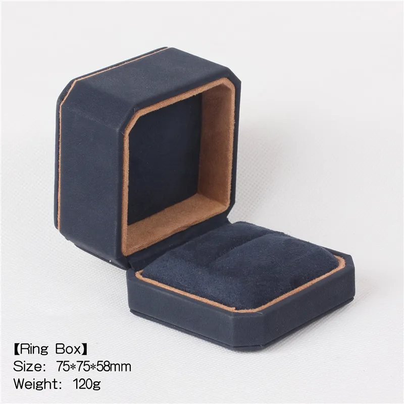 Mode Pu Lederen Sieraden Doos Octagon Ring Oorbel Ketting Hanger Box Verpakking Case Huwelijkscadeau Box Organizer Opbergdozen