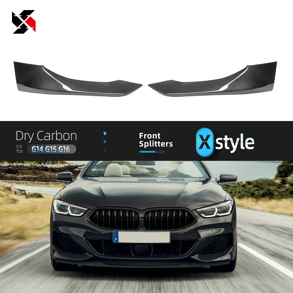 

Dry Carbon Front Bumper Splitter Fog Lights Corner Splitters Covers Trim Fit For BMW 8 Series G14 G15 G16 2018- Car Accessories