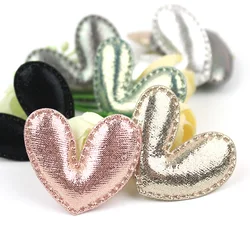 42Pcs 3.5*4cm Appliques imbottite a cuore in pelle lucida PU per fermagli per capelli fai da te copricapo regali artigianato decorazione accessori di abbigliamento