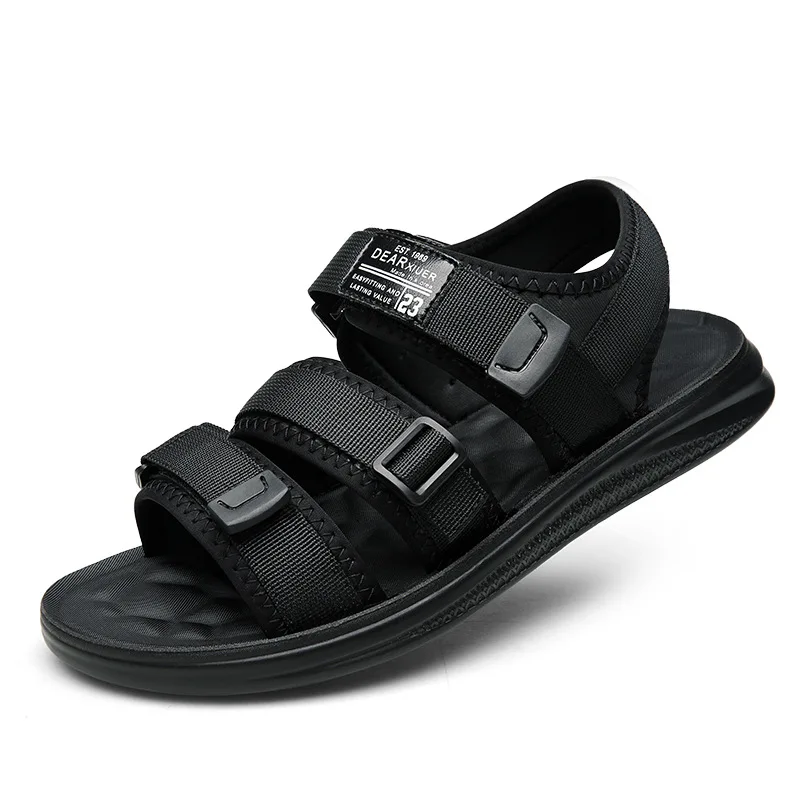 

Pop Black Summer Shoes Men Beach Sandals Flat Casual Men Shoes Summer Holiday Sandals A1540