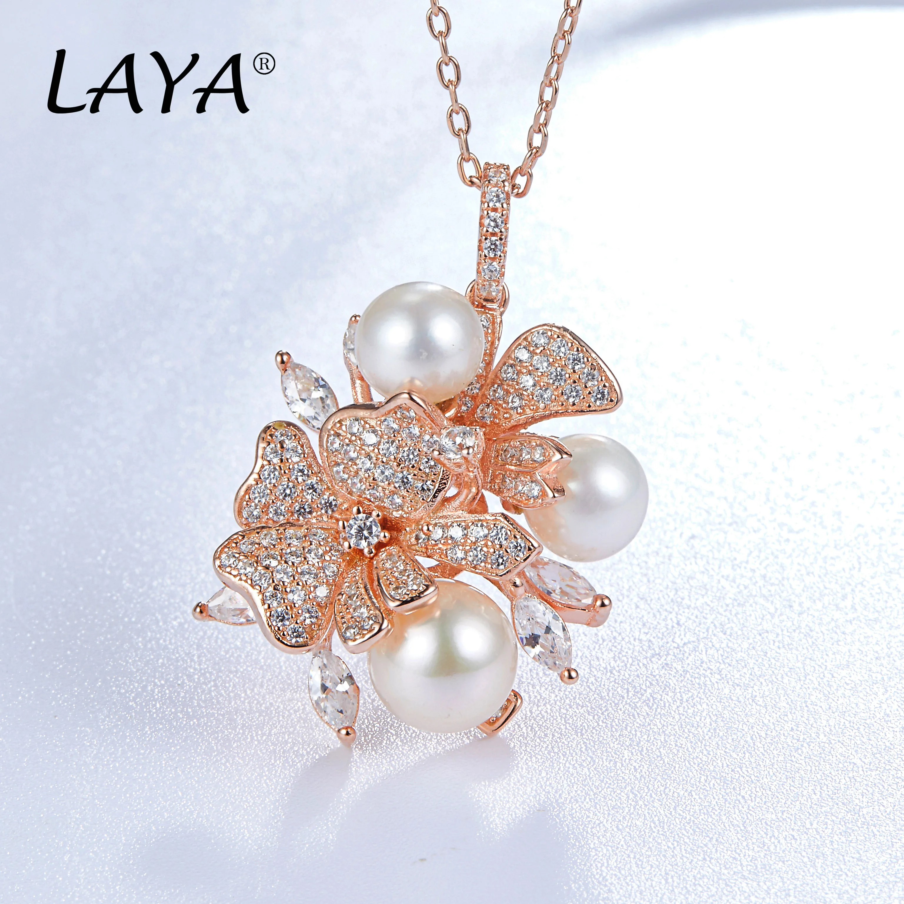 LAYA 925 Sterling Silver Shining Zircon Shell Pearl Earrings Ring Necklace Sets For Women Wedding Luxury Jewelry 2022 Trend