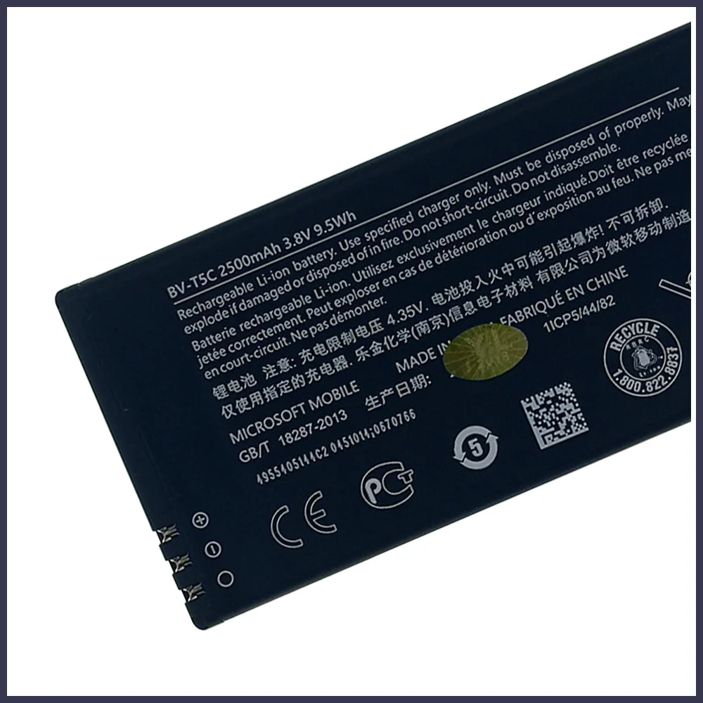 New 100% Original 2500mAh BV-T5C / BVT5C Battery For Nokia Lumia 640 RM 1113 1073 Dual 1077 BVT5C Phone High quality Battery