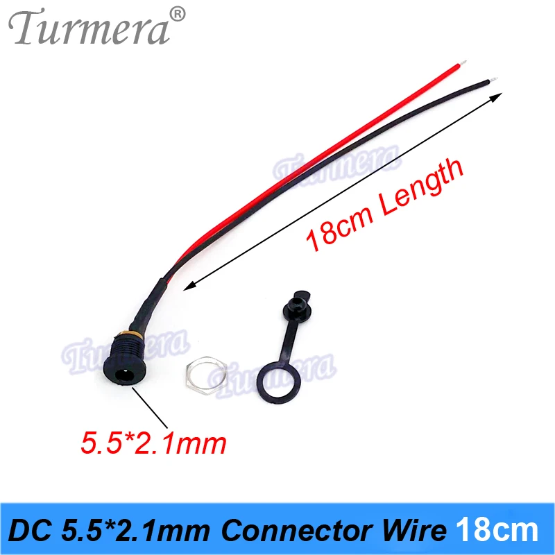 Водонепроницаемый разъем для аккумулятора постоянного тока Turmera, разъем постоянного тока 5,5*2,1 мм DC022B, длина 18 см, разъем Сделай Сам Зарядка для шуруповерта, дрели