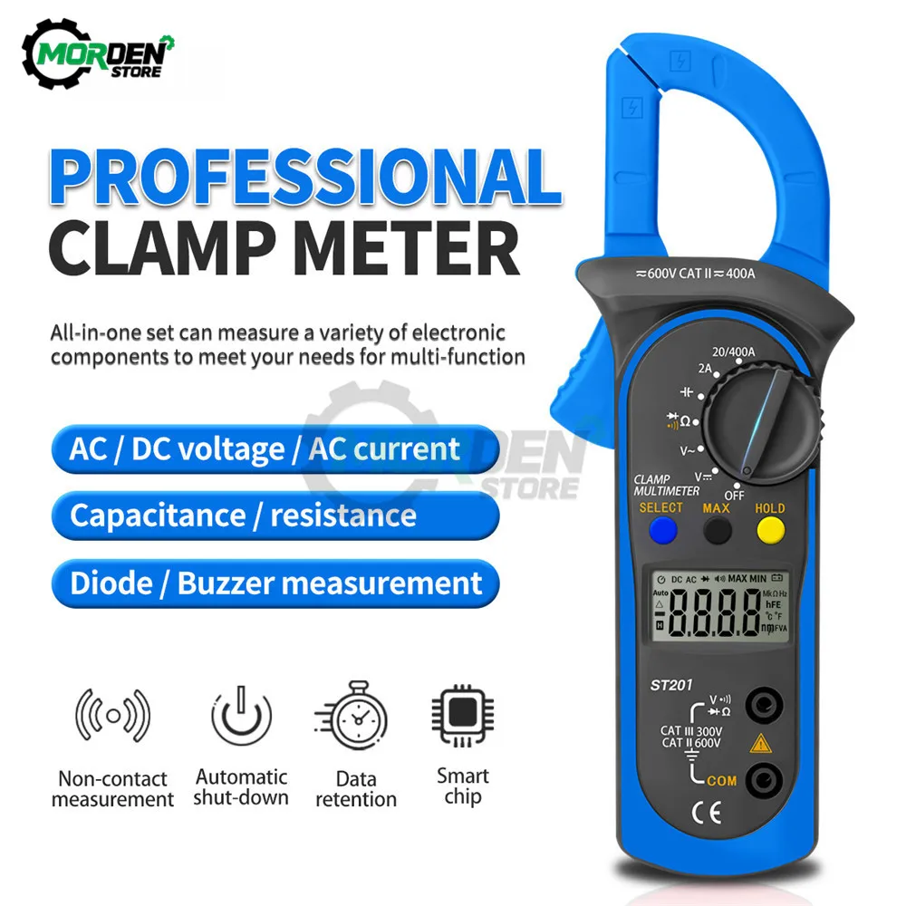 ST210 Digital Multimeter Clamp Meter DC/AC 600A Current Tester 6000 Counts True RMS Ampere Meter Tools Dropship