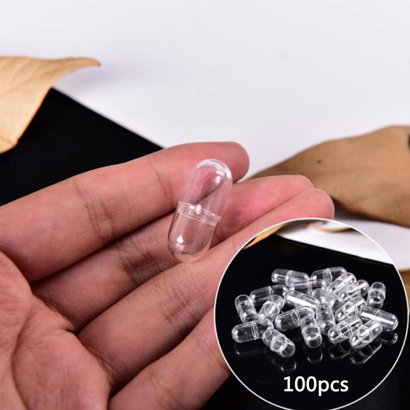 Set of 100 Mini Empty Clear Capsule for Lipstick Cosmetic DIY Containers Mini Plastic Empty Hollow Capsule Pill Case