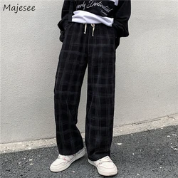 Spring Casual Plaid Pants Men Wide Leg Vintage BF Couple Straight Corduroy Pantalones Streetwear Harajuku Mopping Oversize S-3XL