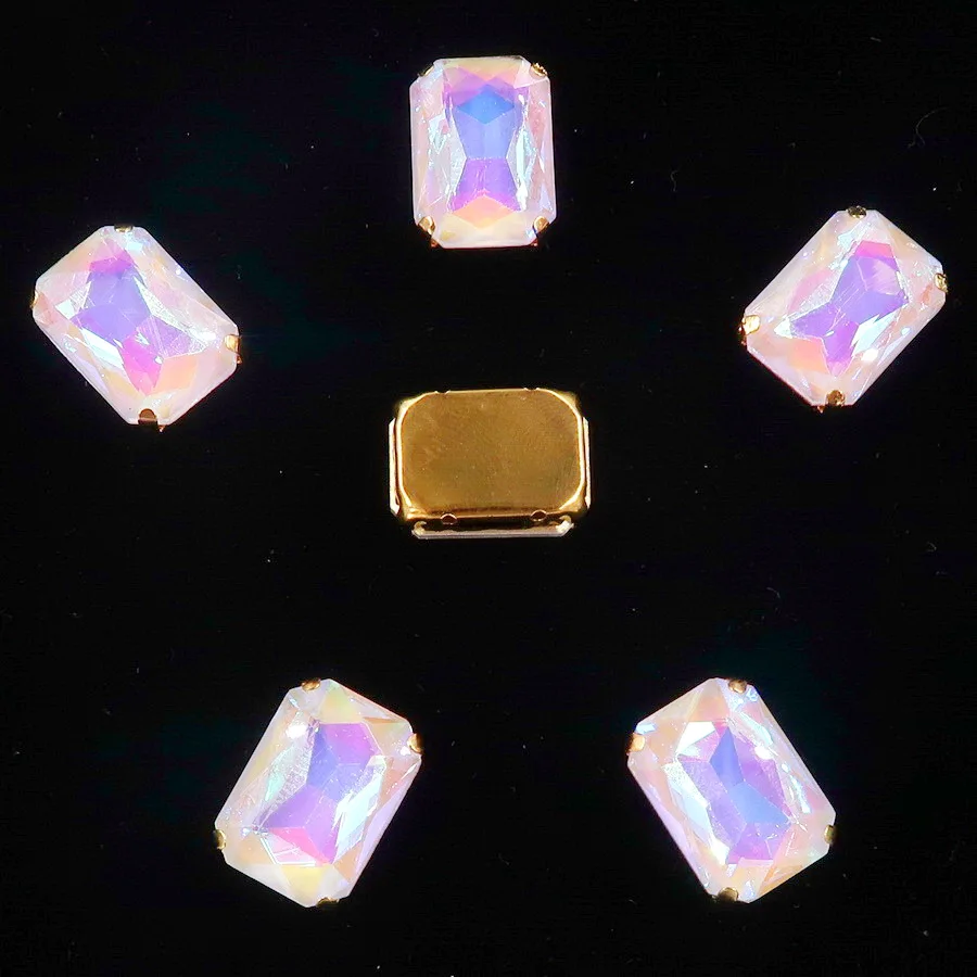 Rechteckige goldene Krallenfassungen, 20 Stück/Packung, 13 x 18 mm, Jelly Candy & AB-Farbe, Glaskristall zum Aufnähen, Strass für Hochzeitskleid, DIY – Detail 11