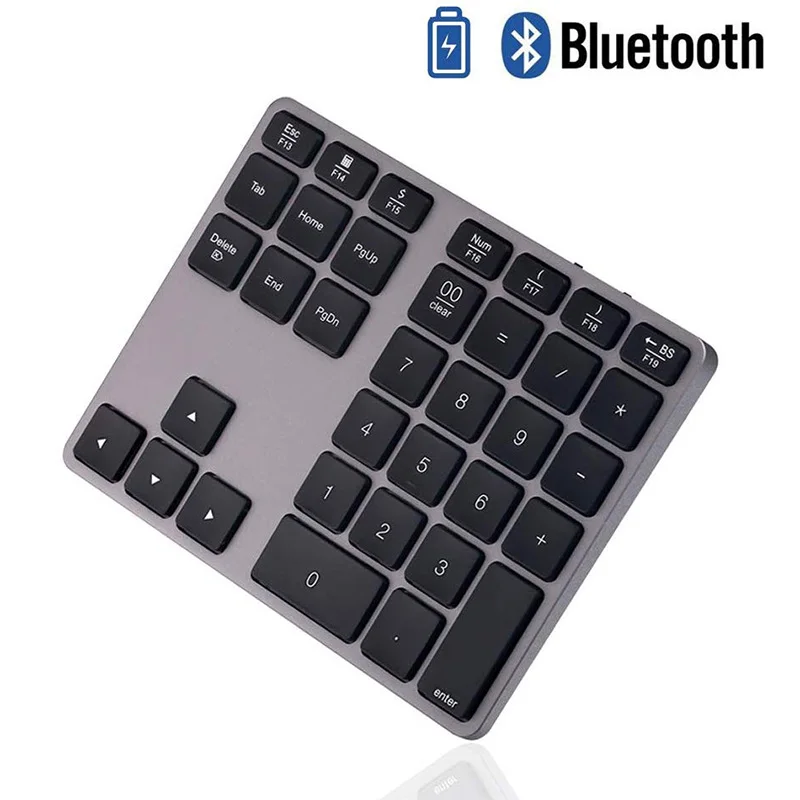 Wireless Numeric Keypad, Aluminum Alloy with Non-Slip Mats Keyboard,Ultra Thin Bluetooth Simple Splash-Proof  Numeric Keyboard