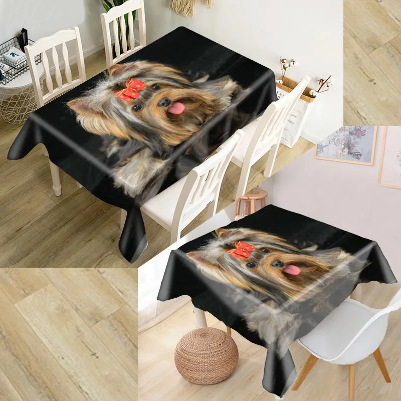 Yorkshire Terrier Dog Tablecloth Banquet Dining Room Decorative Oxford Fabric Mantel Square/Rectangular Table Cover Home Decor