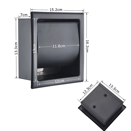 Imagen 2 del producto Soporte de papel higiénico para baño, caja de papel en rollo impermeable de acero inoxidable 304, soporte de caja de pañuelos negro, accesorios de Hardware para baño