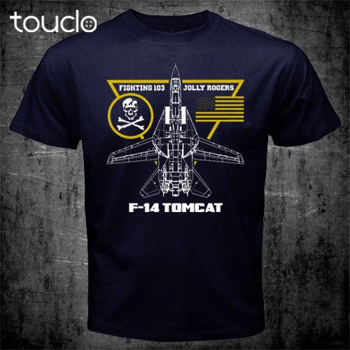 F-14 Tomcat Fighting 103 Jolly Rogers Squadron Aviation Fashion Short Creative Printed Men Customize Tee Shirts