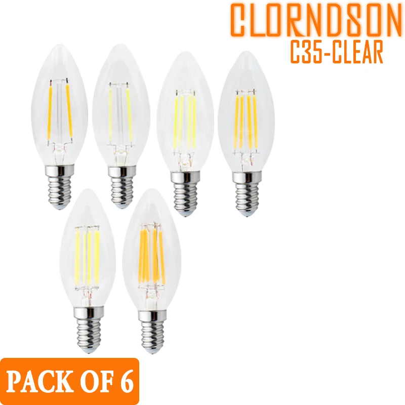 

Pack of 6 Dimmable 2-8Watts Led Candles E14/E12 Vintage Edison Retro110V 220V Filament Bulbs Lamp For Chandelier Lighting