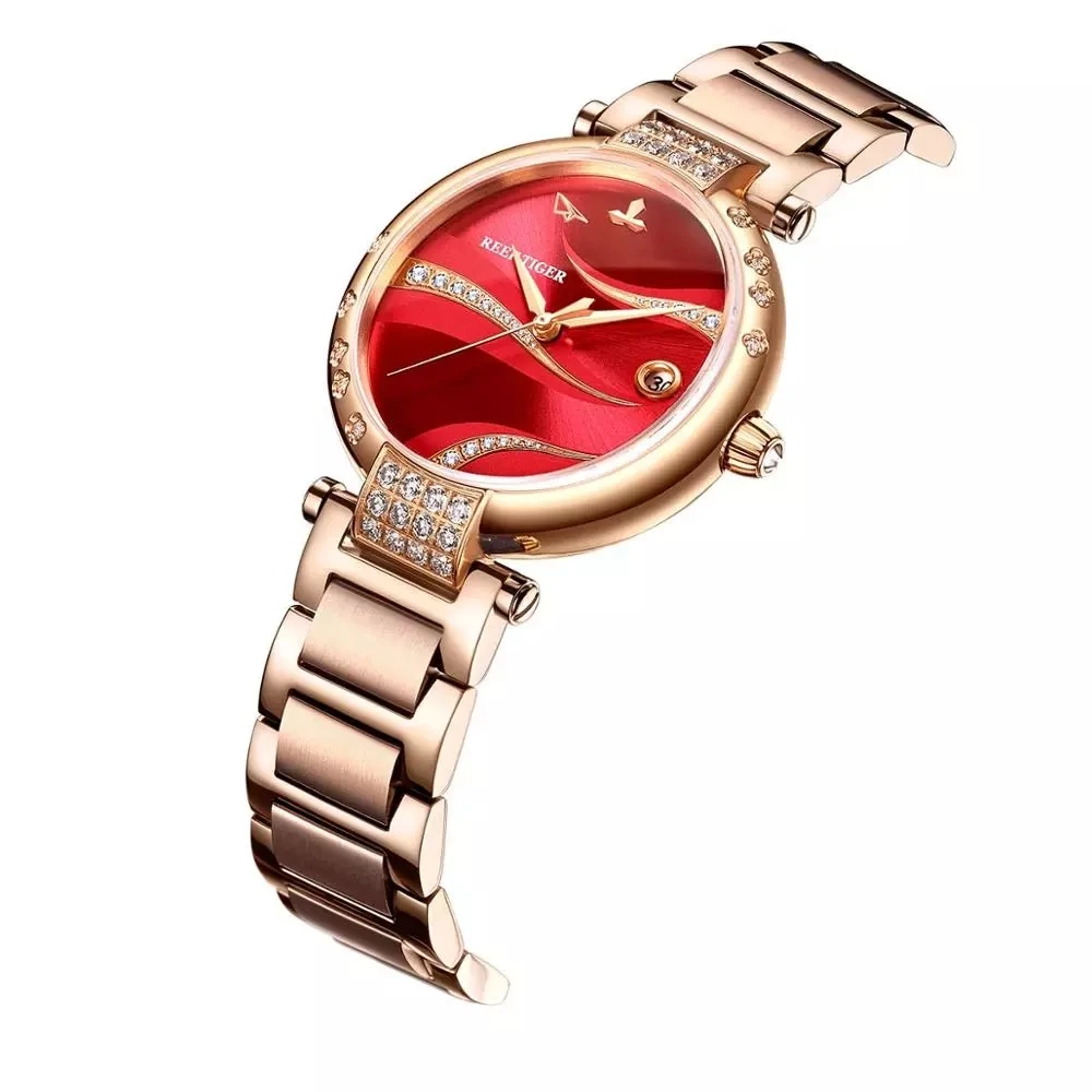 Reef Tiger/ RT Luxury 316L Stainless Steel Women Automatic Mechanical Watch Miyota Movement Sapphire Glass Waterproof 50M Clock