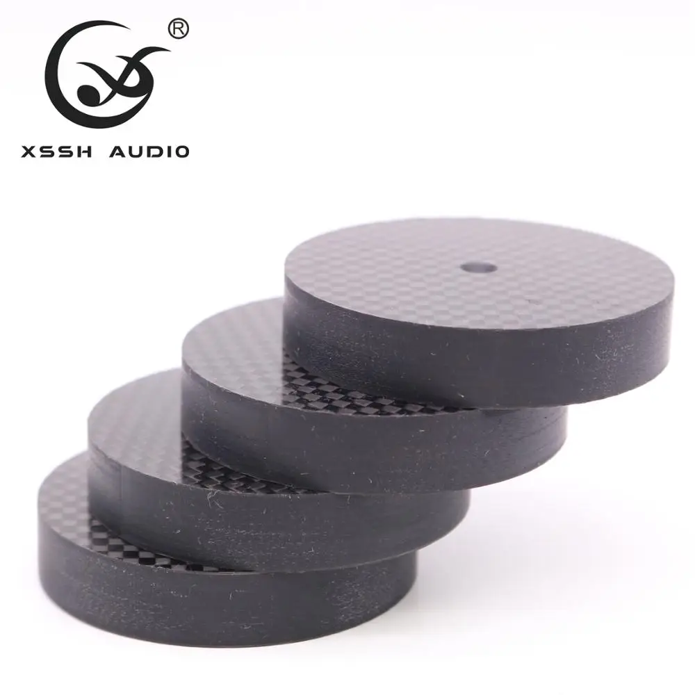 4個yivo xsshのoem炭素繊維cylinderaudio cdパワーアンプ本棚ターンテーブル足パッドショックアブソーバー足スタンドパッド