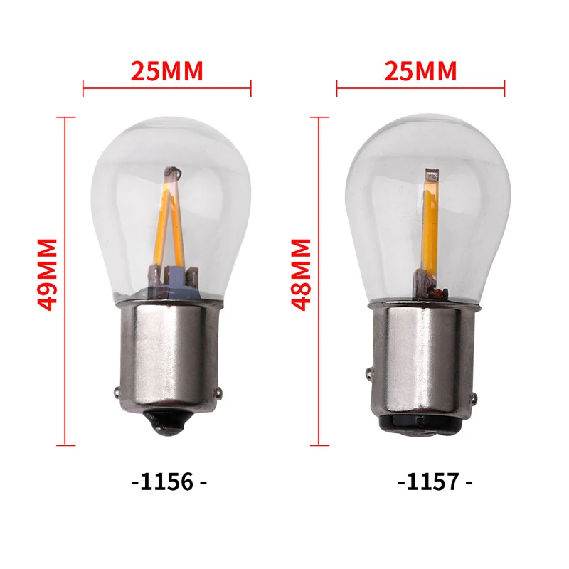 2PCS TCar Light Bulb Filament Chip P21w Ba15s 1156 Led Auto White 1157 24v led Instructions Lamp Reverse Turning