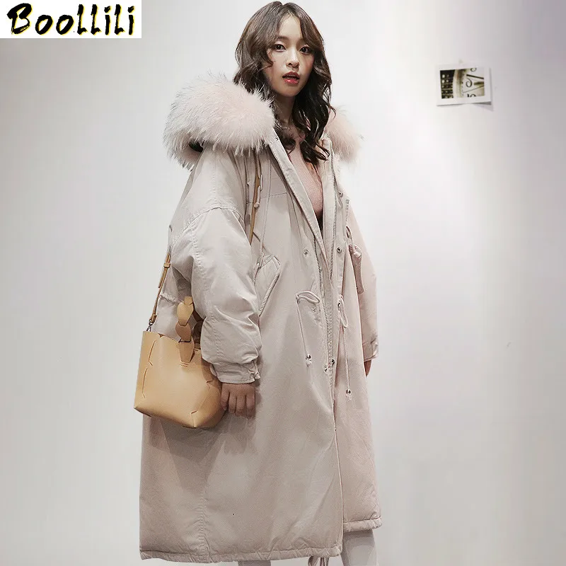 2023 New Boollili Duck Down Jacket Women Winter Coat Women Raccoon Fur Collar Korean Puffer Jacket Women Warm Parka