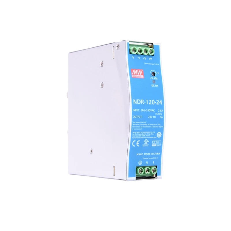 Original Mean Well NDR-120-24 meanwell DC 24V 5A 120W Single Output Industrial DIN Rail Power Supply