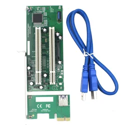 PCI-Express to Dual PCI Adapter X16 PCIe Slot Expansion Card USB 3.0 Cable Add on Cards Converter TXB024