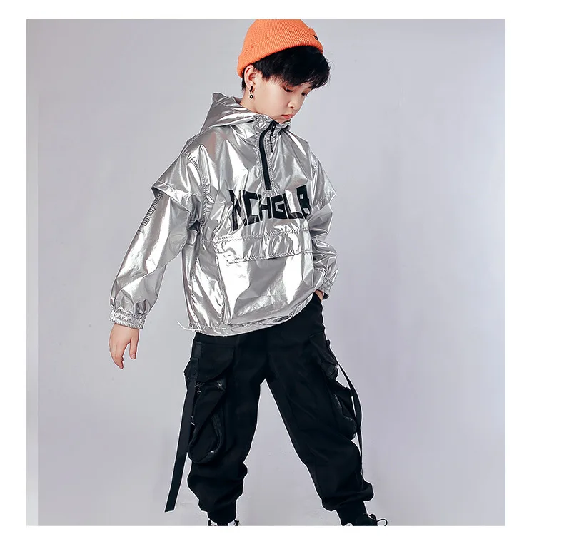 Kid Hip Hop Clothing Hoodie Sweatshirt Pullover Jacket Top Streetwear Tactical Crago Pants for Girls Boys Dance Costume Clothes