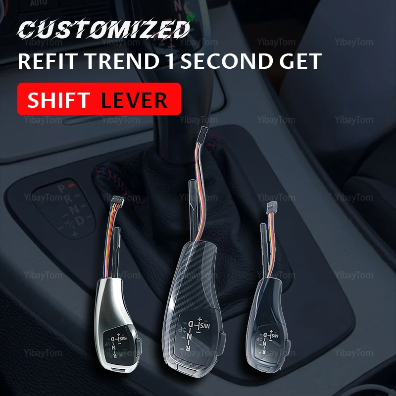 Pre-facelift Modified Facelifted Replacement Silver LED Gear Shift Knob For BMW 6 Series 2004-2006 E63 LHD Carbon Fiber Pattern