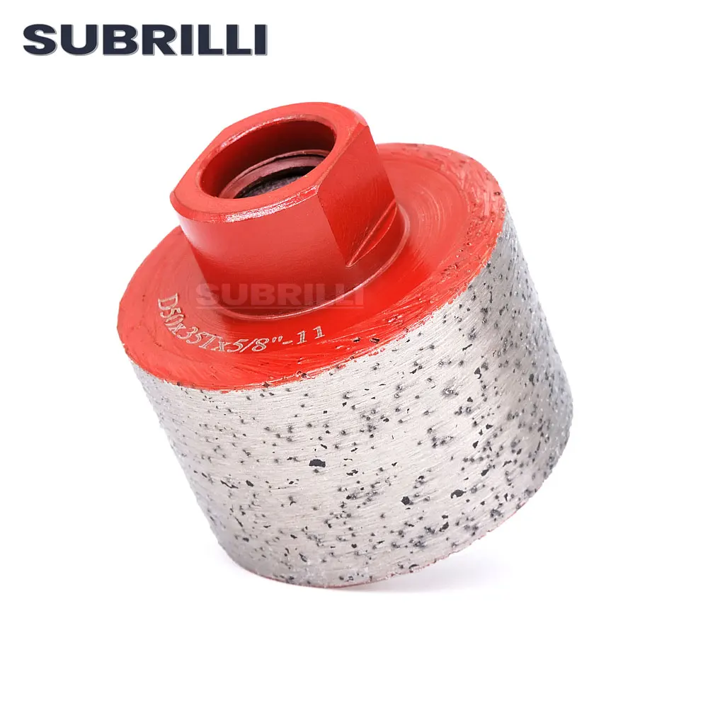 

SUBRILLI 2 Inch Zero Tolerance Grinding Wheel Diamond Metal Continuous Drum Wheel For Stone Slab Sink Hole M14 5/8"-11 Thread