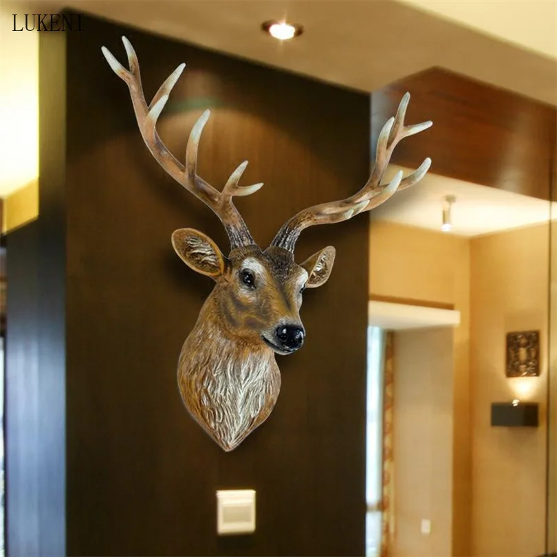 Nordic Style Deer Head Wall Hanging Surface Decoration Pendant Home Porch Creative Resin Sofa Background Pendant