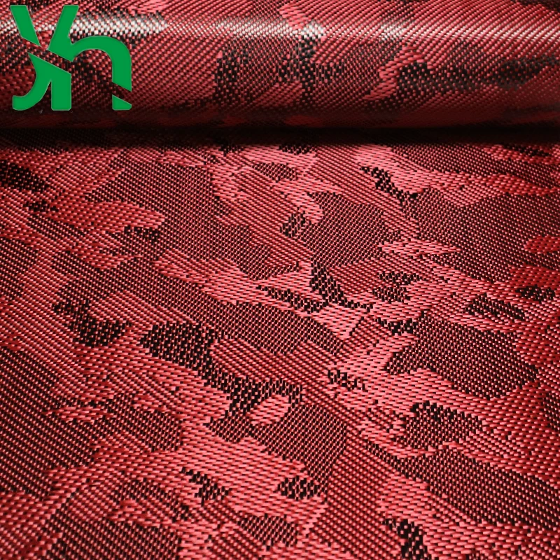 3K210g red camouflage pattern Kevlar mixed carbon fiber cloth Personalized decoration modification