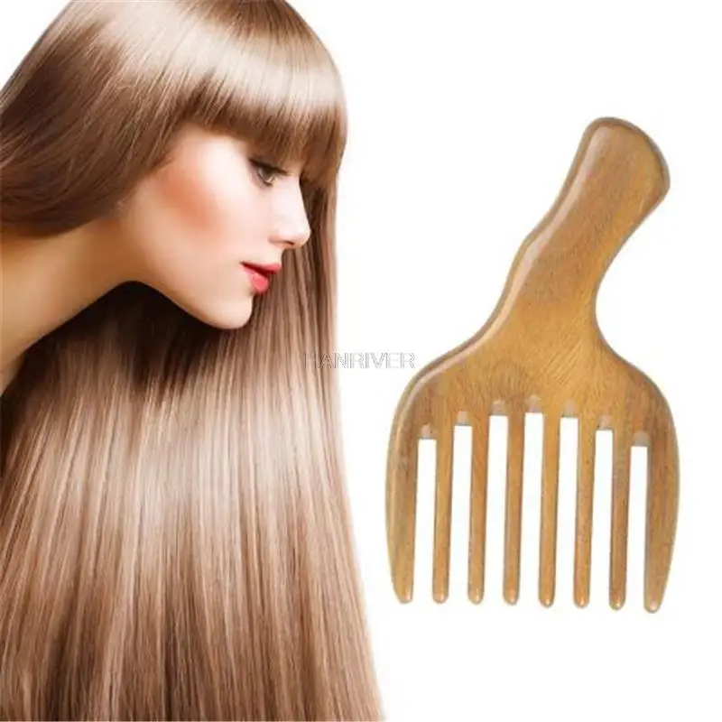 Comb Hair Straightener Wide Tooth Comb Wooden Massage Shampoo Brush Hair Extension Anti-Static Wooden Hair Pick Sandalwood