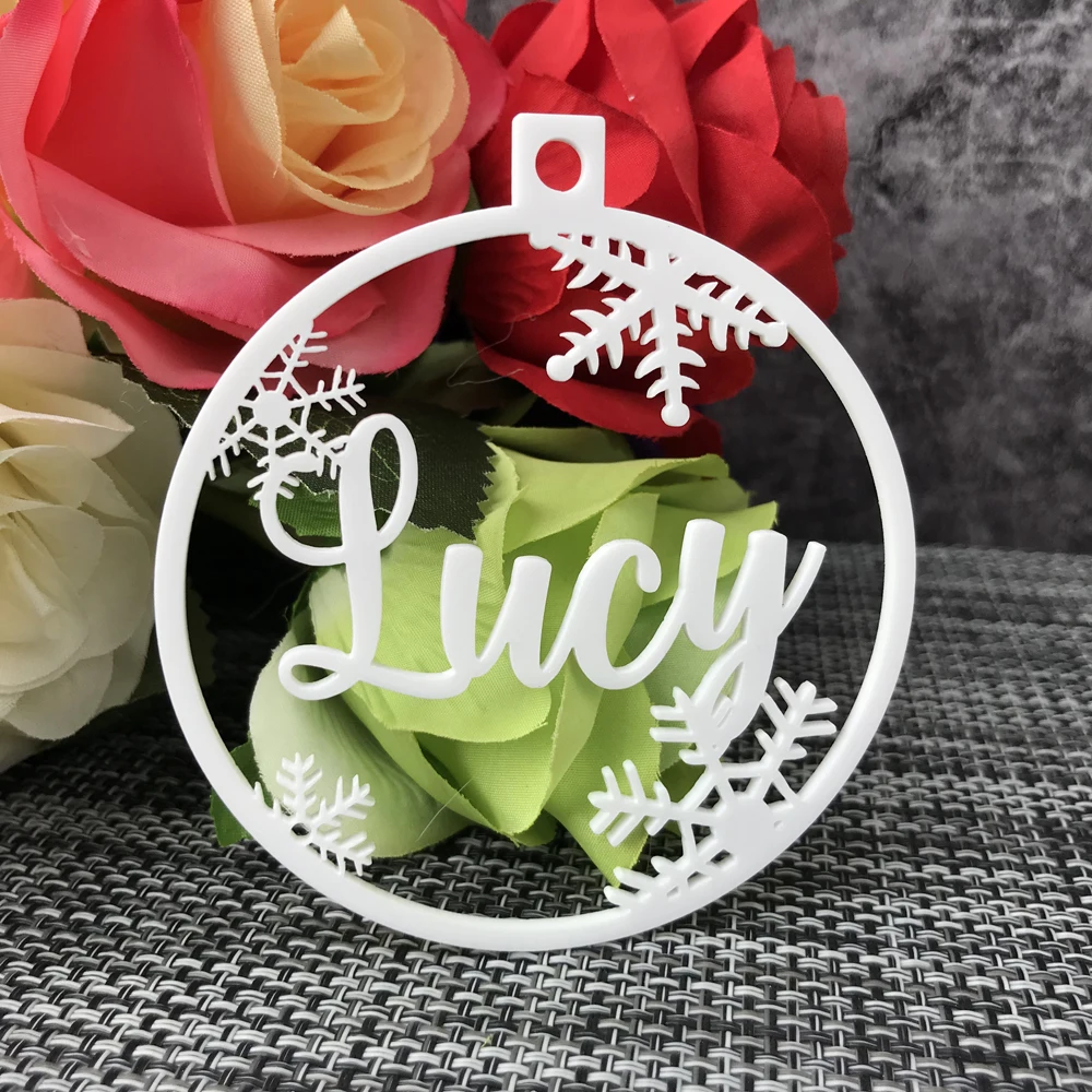 

Personalized Christmas Bauble Gift Tags Custom Christmas snowflakes Ornament Ball Wooden Ornament Ball