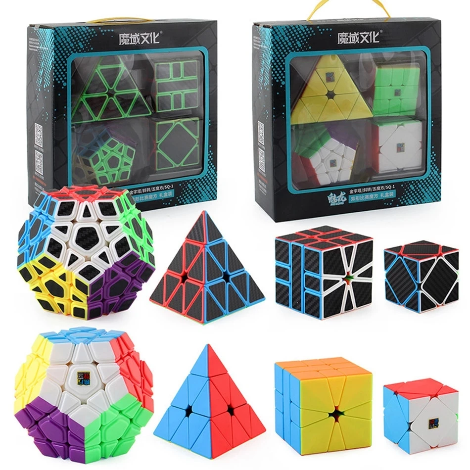 MoYu Cube Gift Box 2x2 3x3 4x4 5x5 Magic Cube SQ-1 Speed Cube Puzzle Game Cube adesivo in fibra di carbonio Cubo regalo per bambini