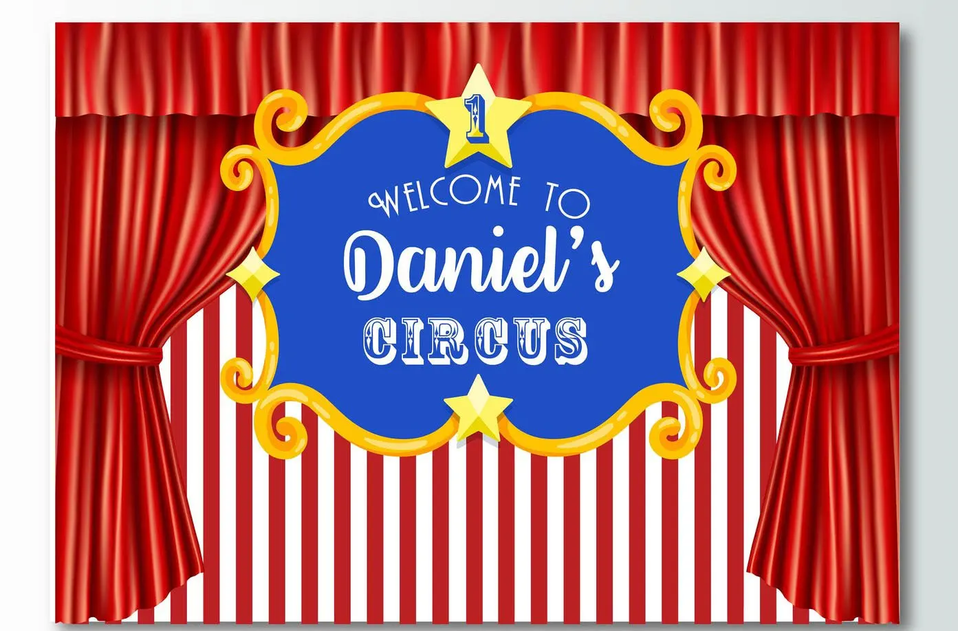 Custom Circus Curtains Red stripes Frame Star photography backgrounds  High quality Computer print birthday backdrop