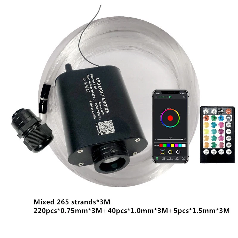 Fibra ottica Luce 16w Star kit da soffitto Bluetooth APP Controllo Starry Car LED Kid Room RGBW COLORE 12V RF controllo WAPP nuovo COLORE