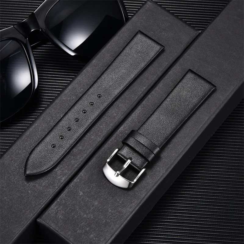 Ultra-thin Soft Calfskin Leather Watch Straps 16mm 18mm 20mm 22mm Watch Accessories Women Men Simple Business Watchbands