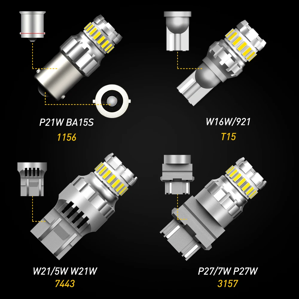 2 sztuk 1156 BA15S P21W LED T15 W16W P27W 7440 W21W W21/5 W LED żarówki 1157 bay15d P21/5 W LED sygnał samochodowy lampa hamulca rewers światła samochodowe — zdjęcie 7