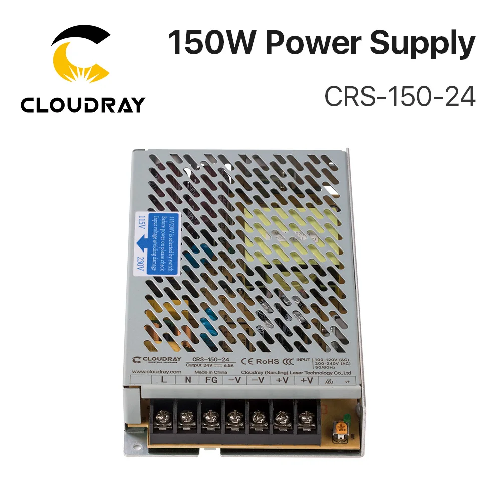 Cloudray CRS-150-24 Switching Transfer Power Supply 24VDC 6.5A Output for Industrial Automation and 3D Printer