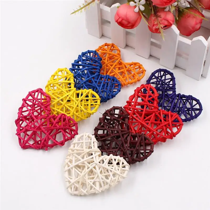 5Pcs/Set Creative Love Heart Shape Rattan Decor Sepak Takraw Rattan Decoration Photography Props DIY Party Decor Accessories