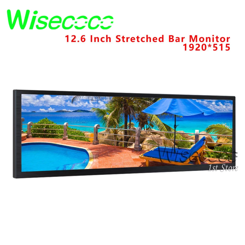 Wisecoco-Long Strip Display Touch Monitor, Stretch Publicidade Display, IPS Sub Displays, 1920x515, Aida64 Gaming, 12,6"
