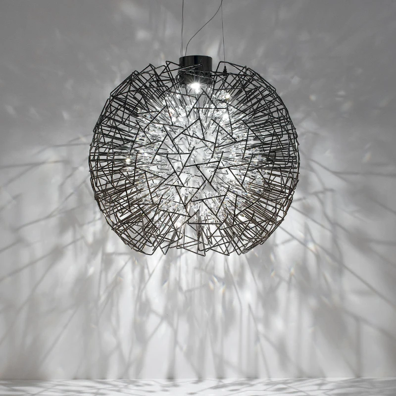 Core Dome Suspension Light Modern spherical chandelier crystal luxury art creative chrome chandelier dandelion led indoor light