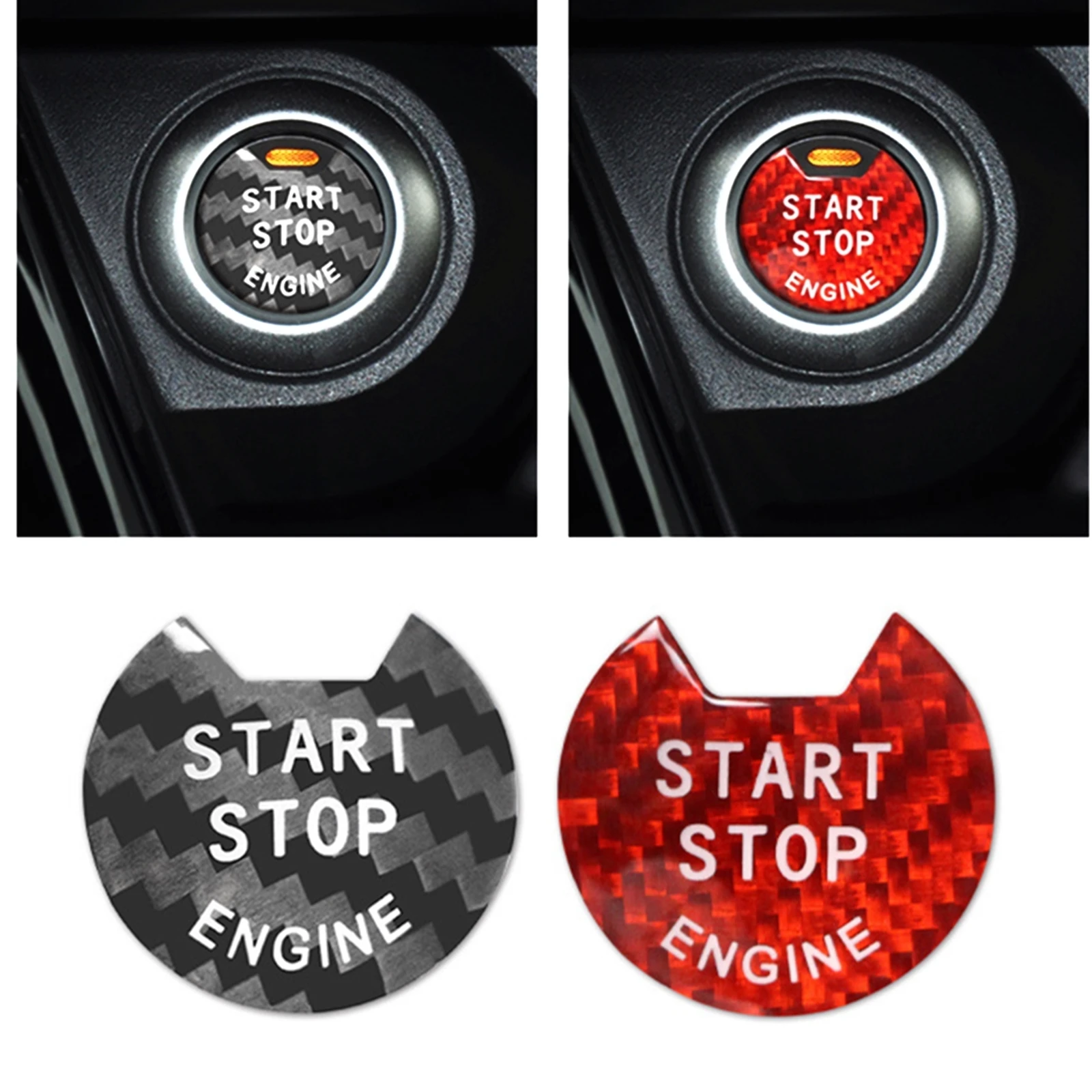 

For Nissan Infiniti Q50 Q60 Engine Start Stop Push Button Cover Carbon Fiber Red