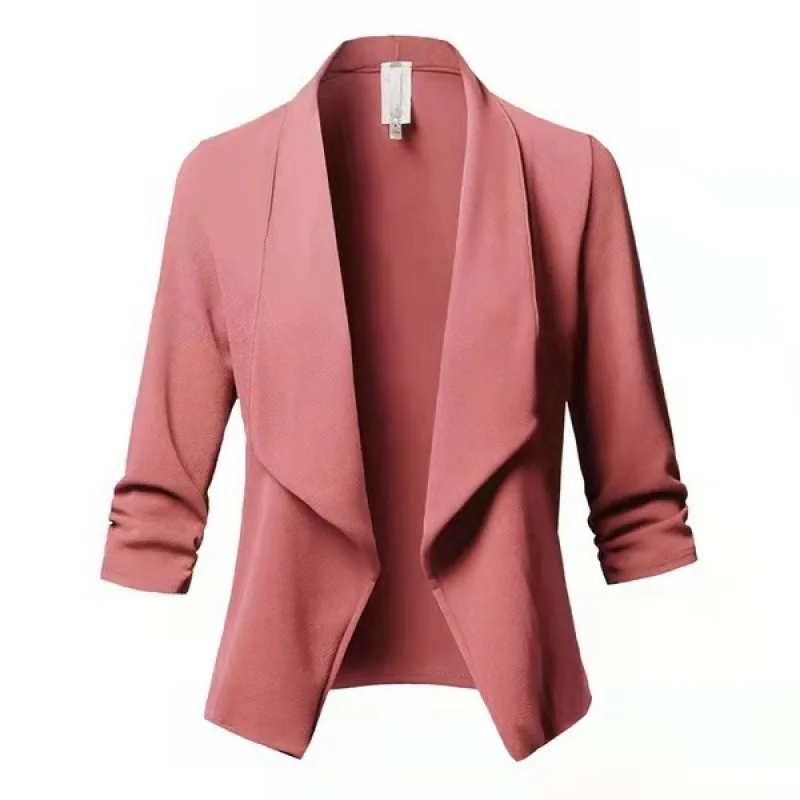 NEW Oversize Office Ladies Notched Collar Women Blazer Solid Autumn Jacket Pleated Sleeve Casual  Female Suits Coat 10 Colors